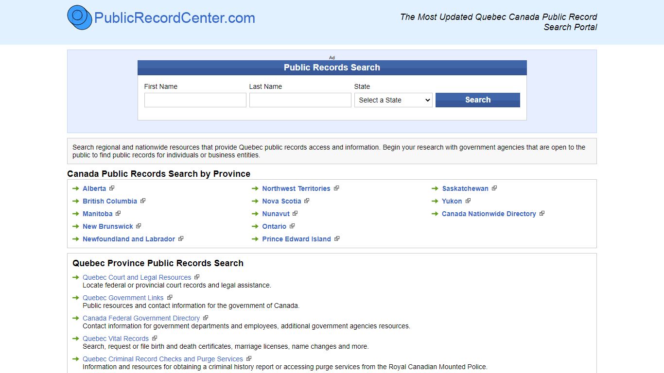 Free Quebec Public Record Search