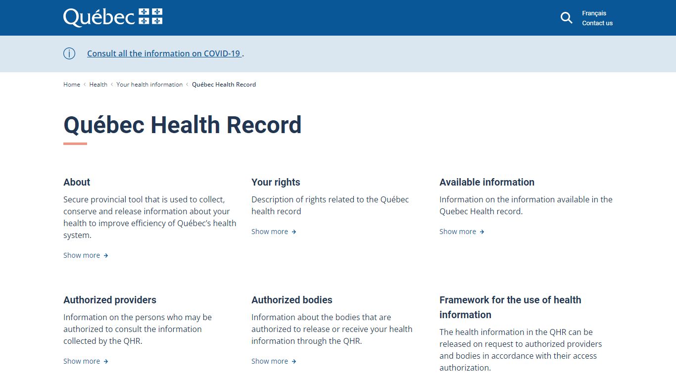 Québec Health Record | Gouvernement du Québec - Quebec.ca